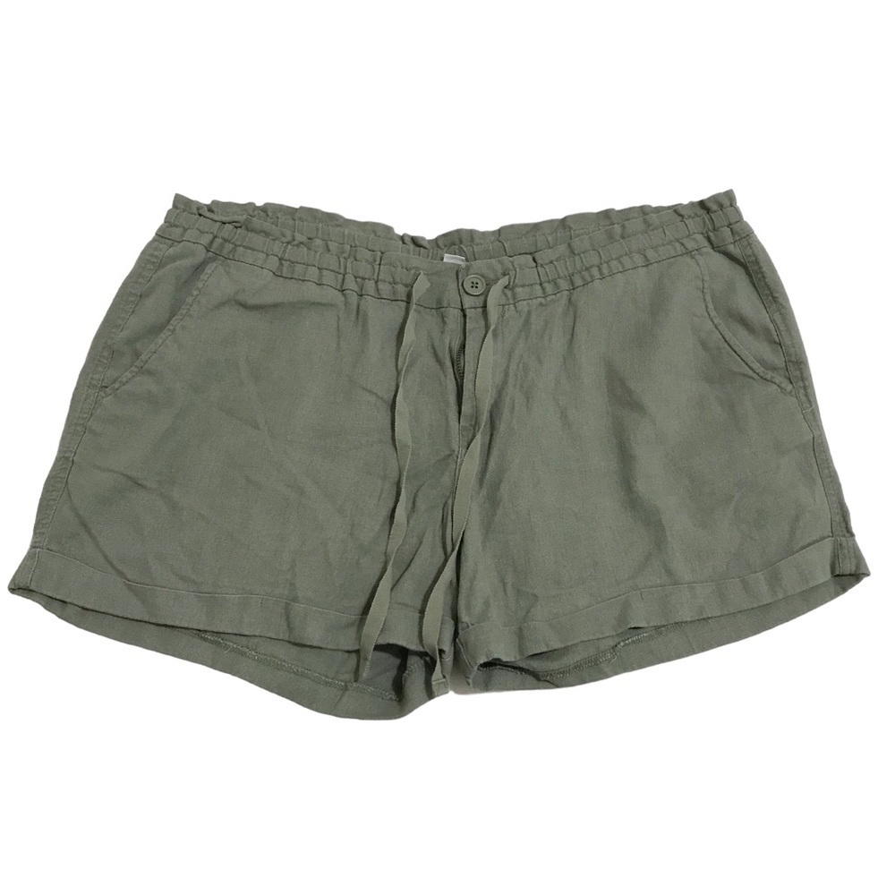 Old Navy Green Pull On Drawstring Linen Shorts Size 14